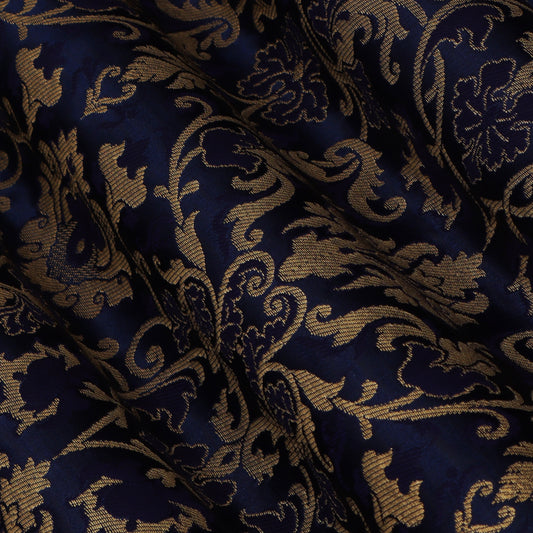 Navy Blue Color Brocade Fabric