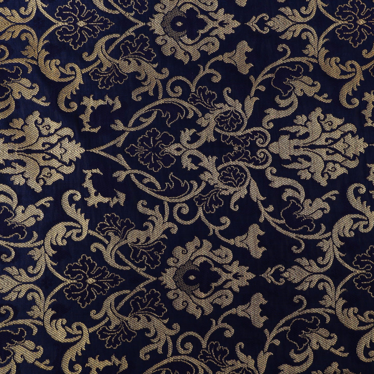 Navy Blue Color Brocade Fabric