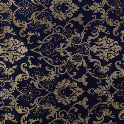 Navy Blue Color Brocade Fabric