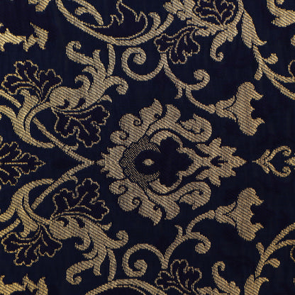 Navy Blue Color Brocade Fabric