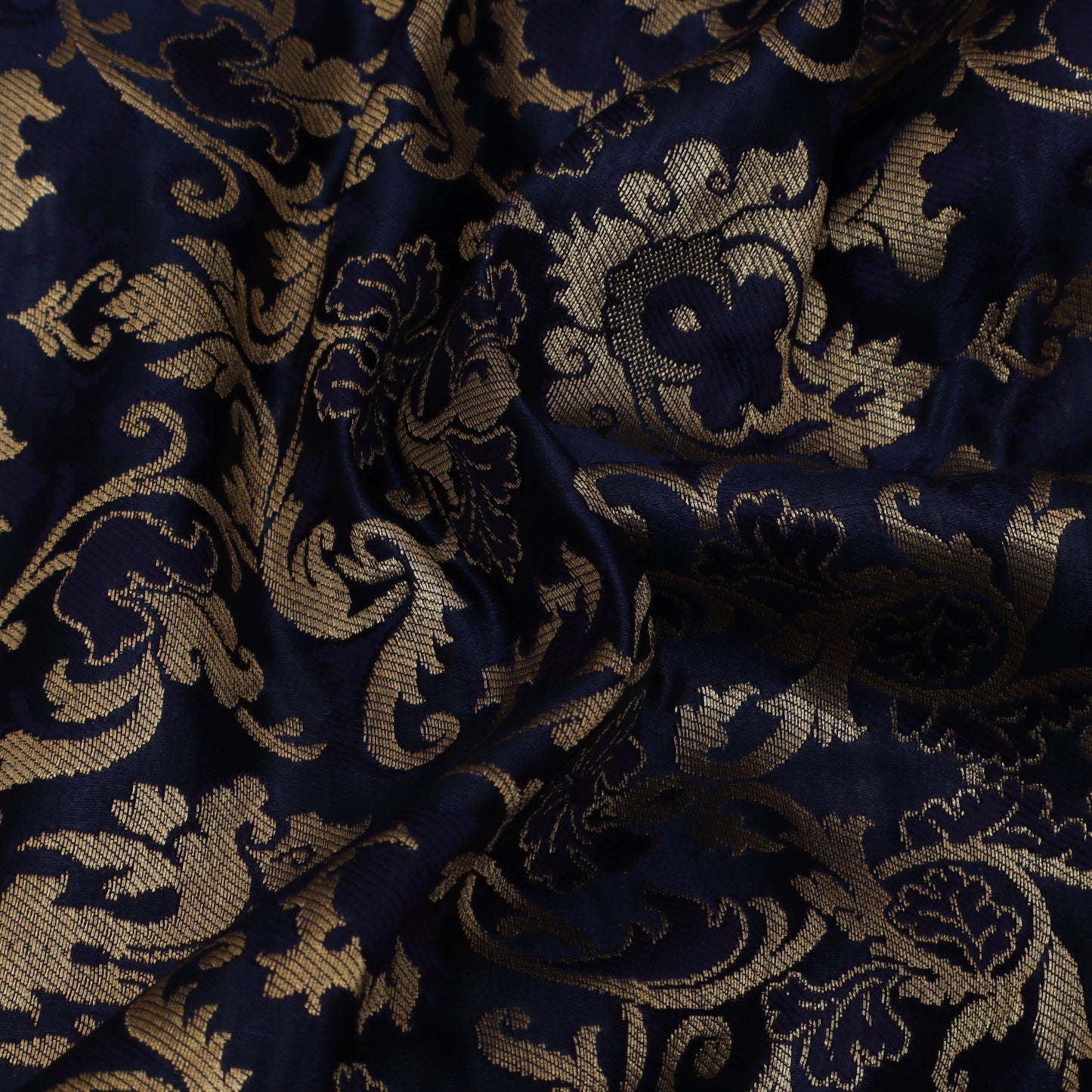 Navy Blue Color Brocade Fabric