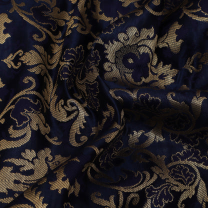 Navy Blue Color Brocade Fabric