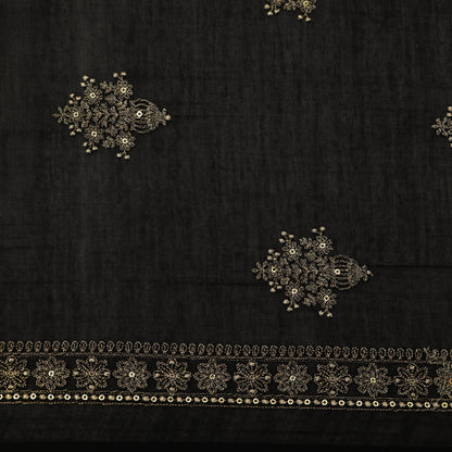 Black Color Color Chanderi Booti Fabric