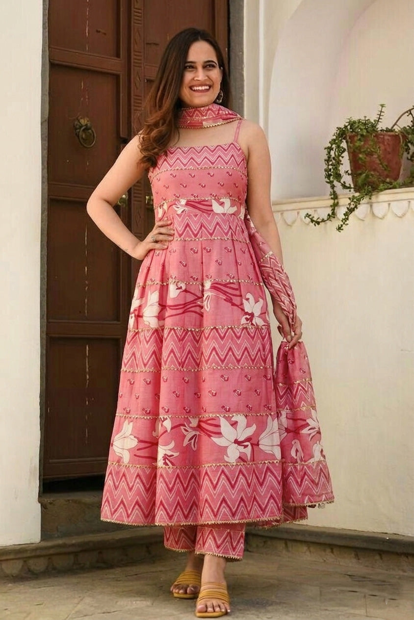 Chanderi Print Gota Work Fabric
