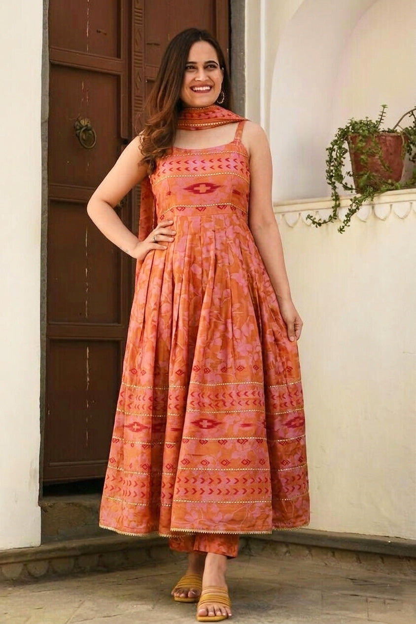 Chanderi Print Gota Work Fabric