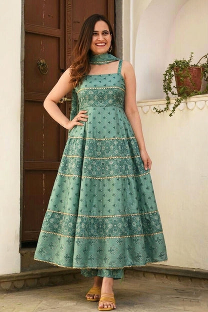 Chanderi Print Gota Work Fabric