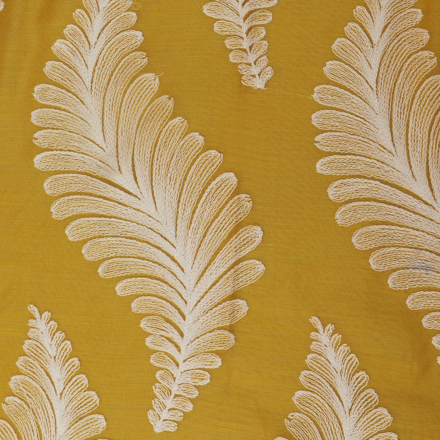 Yellow Color Kora Silk Chanderi Embroidery Fabric