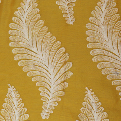 Yellow Color Kora Silk Chanderi Embroidery Fabric