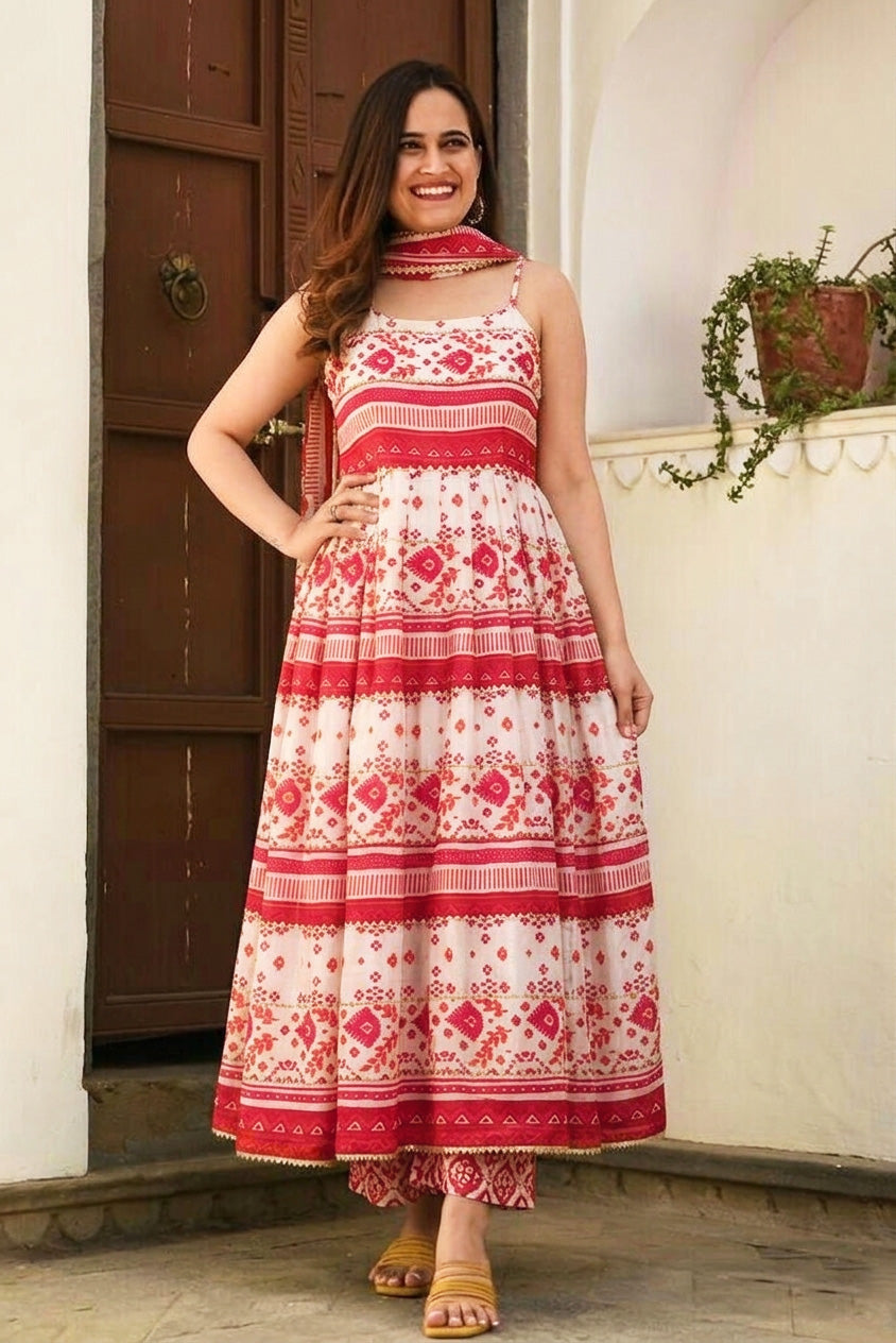 Chanderi Print Gota Work Fabric