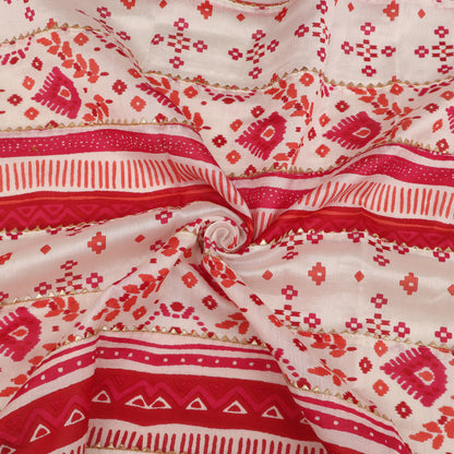 Chanderi Print Gota Work Fabric