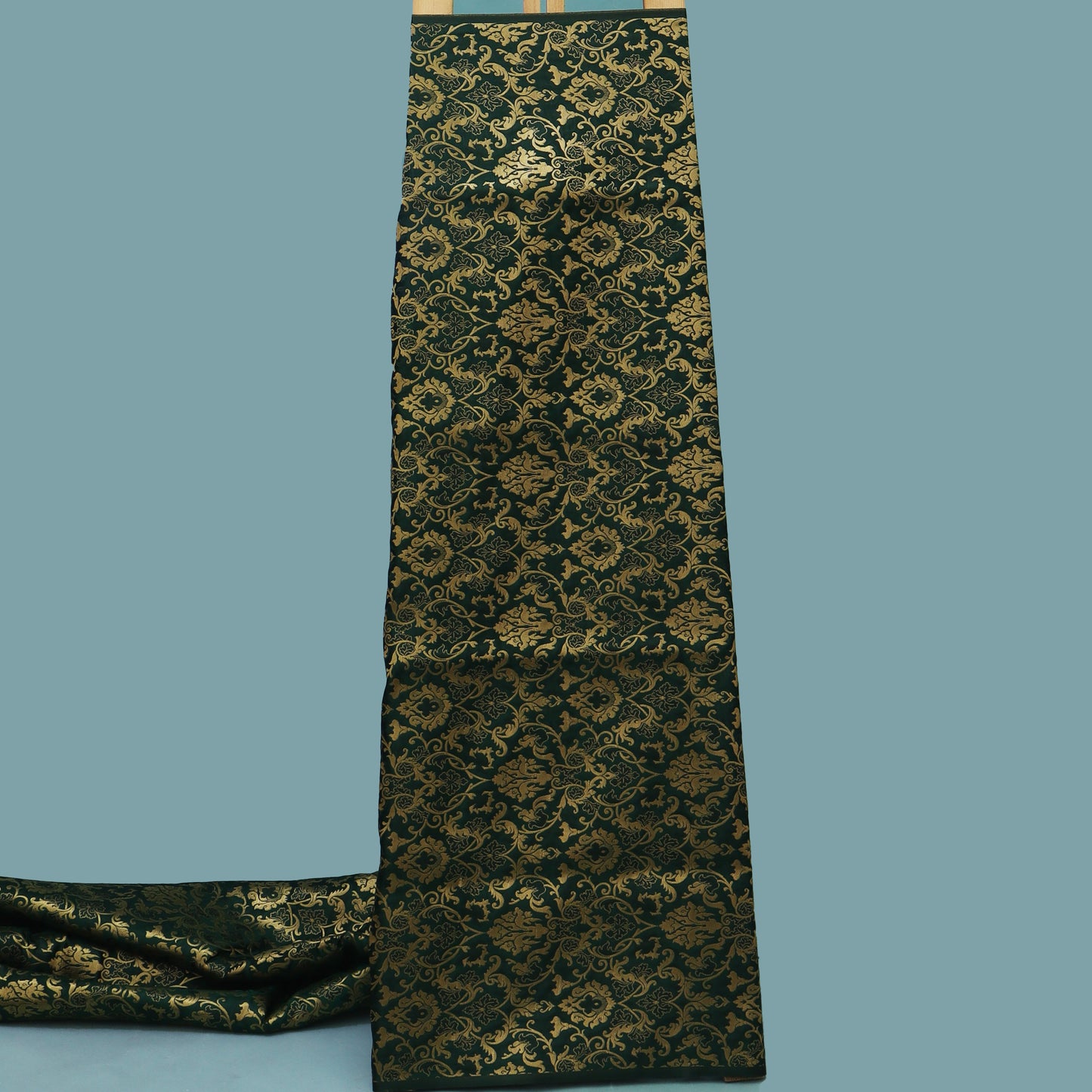 Bottle Green Color Brocade Fabric