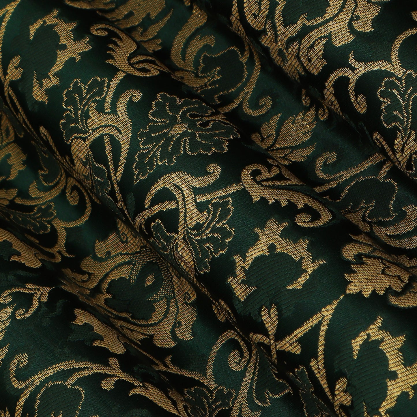 Bottle Green Color Brocade Fabric