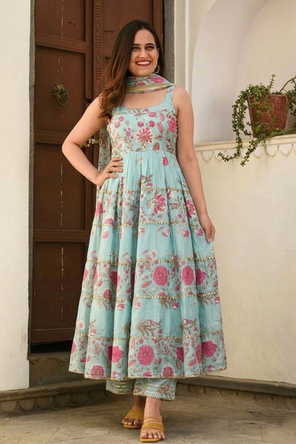 Chanderi Print Gota Work Fabric