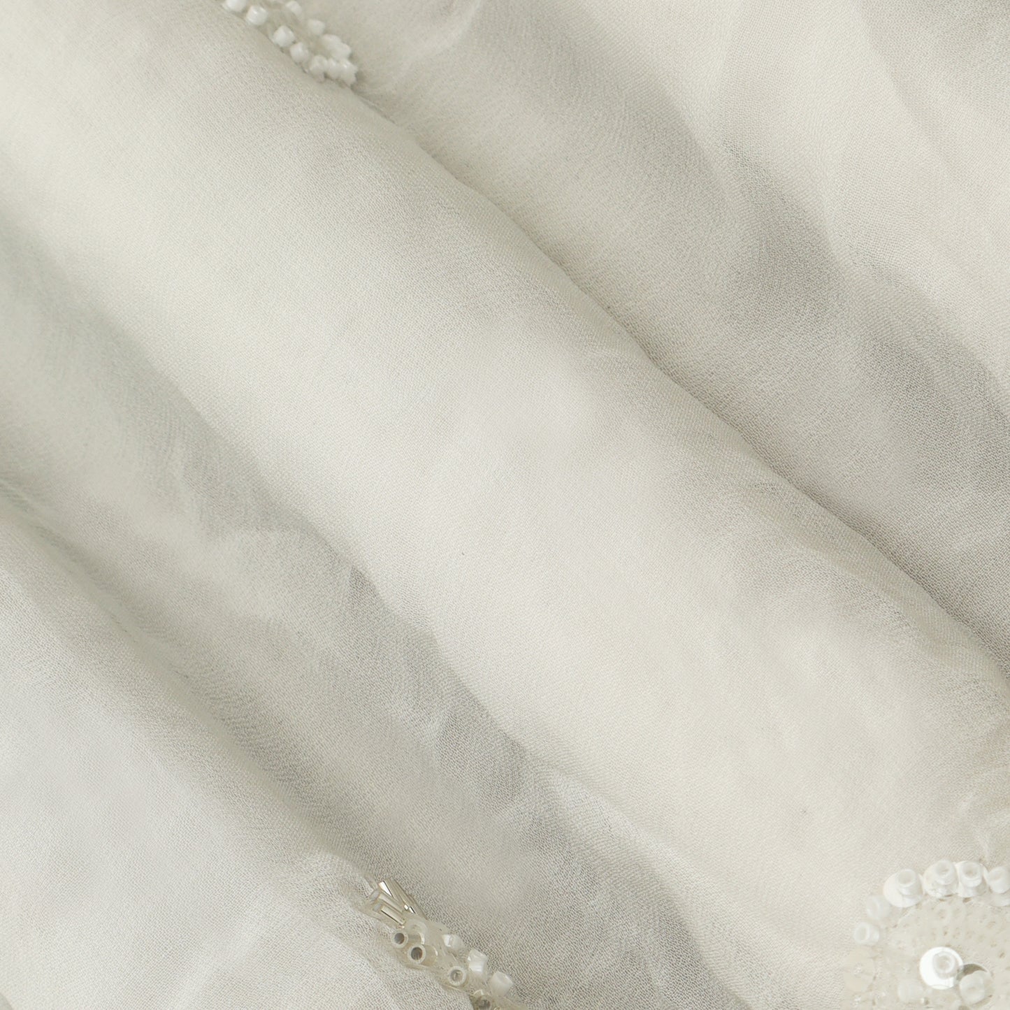 White Color Georgette Embroidery Fabric