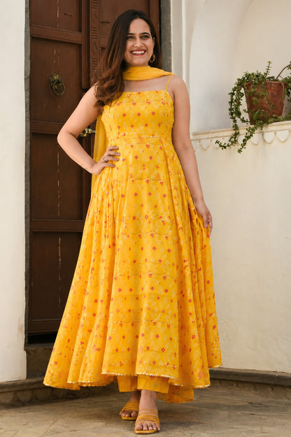 Chanderi Print Gota Work Fabric