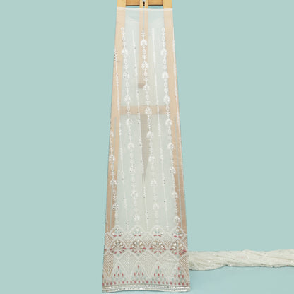 White Color Georgette Embroidery Fabric