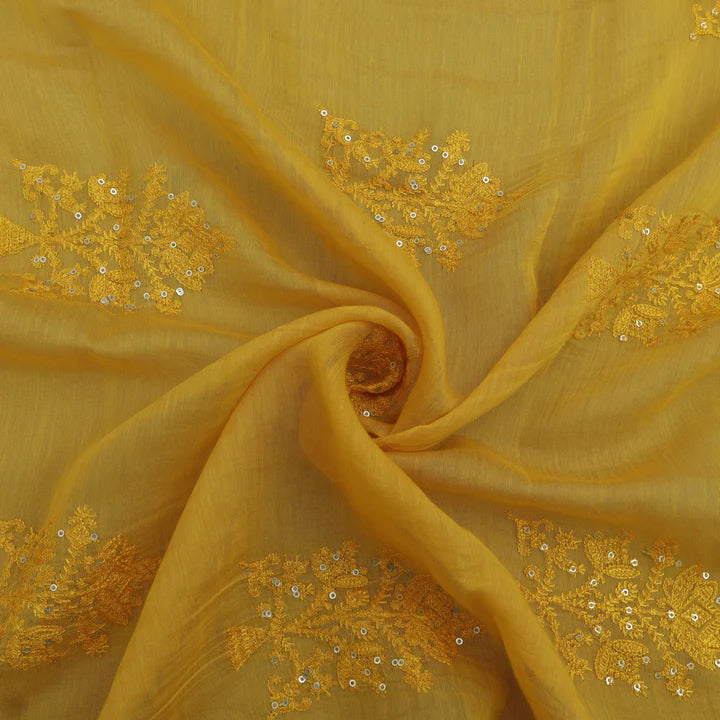 Chanderi Silk Embroidery Fabric (Cut Pieces 1Mtr)