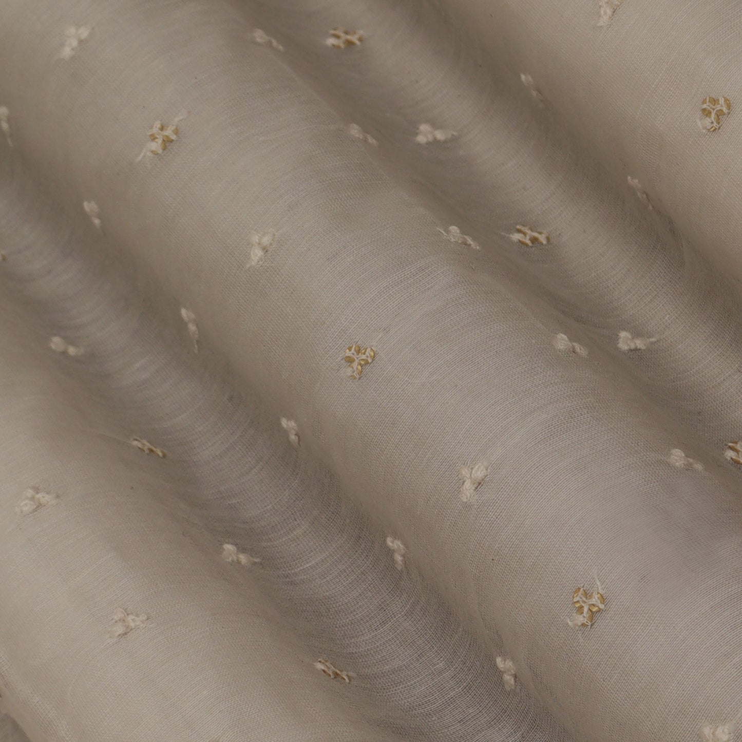 Off White Chanderi Embroidery Fabric