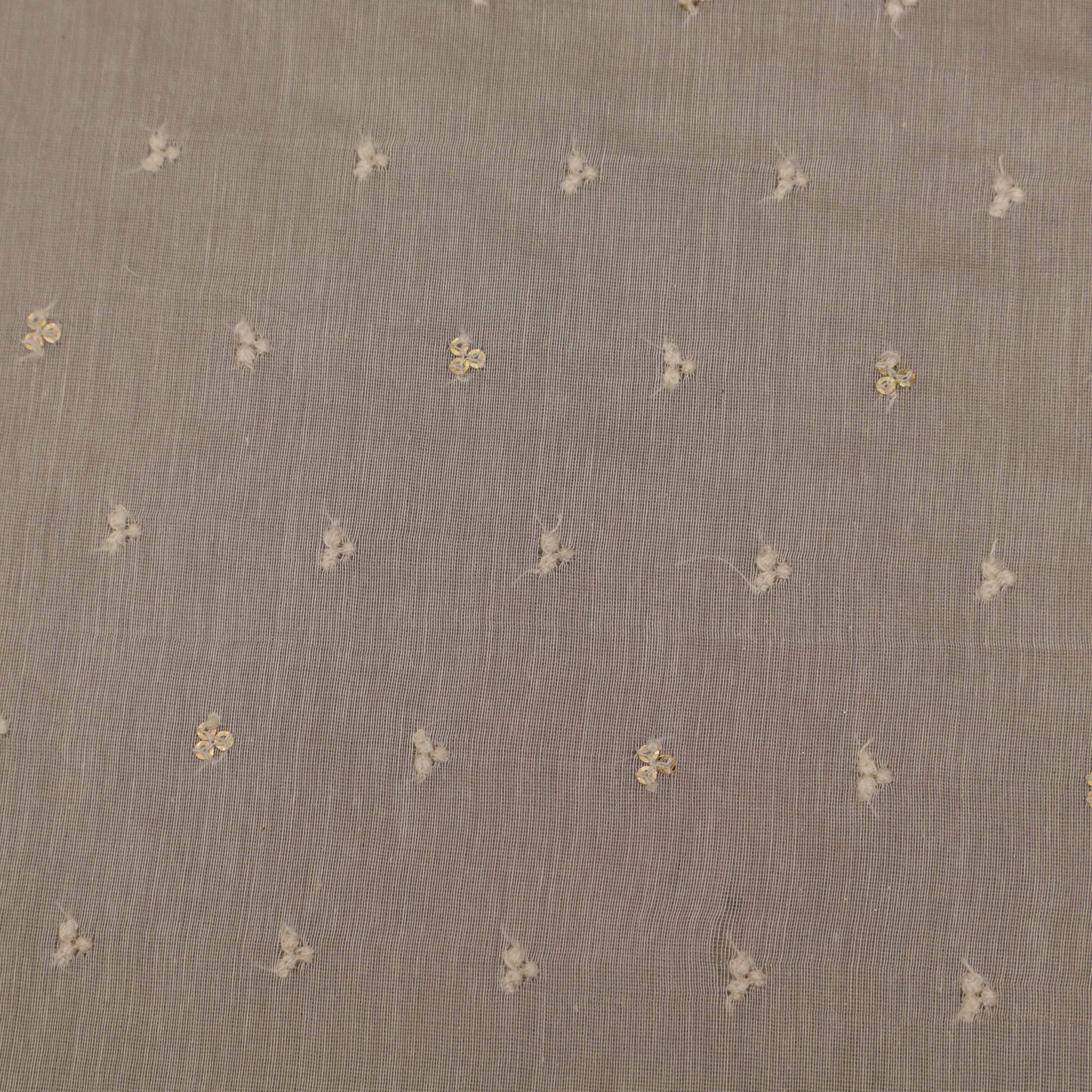 Off White Chanderi Embroidery Fabric