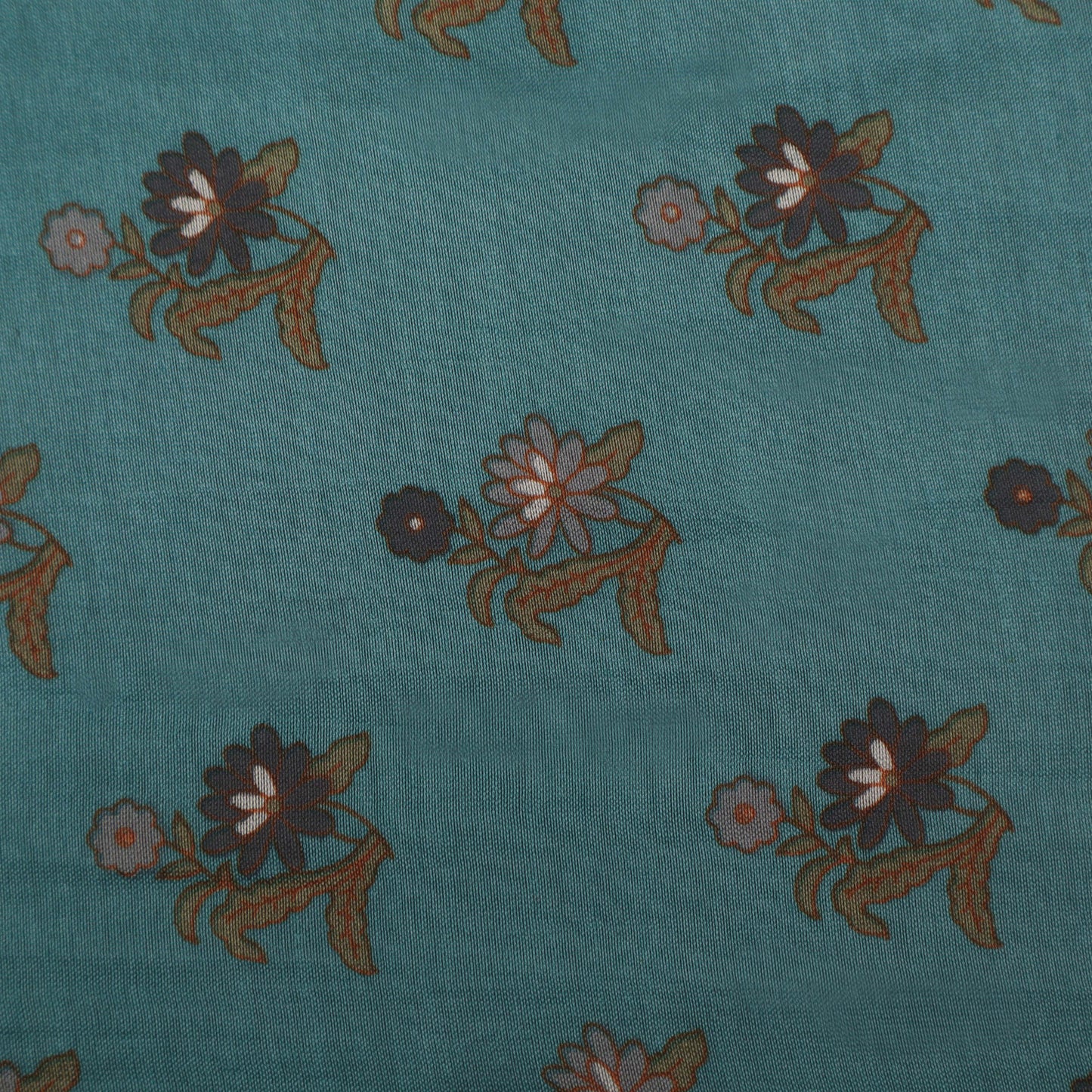 Cadet Blue Color Chanderi Print Fabric