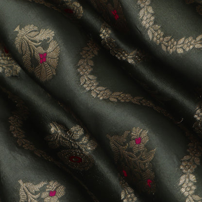 Steel Grey Color Brocade Fabric