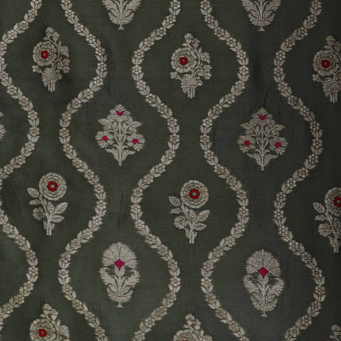 Steel Grey Color Brocade Fabric