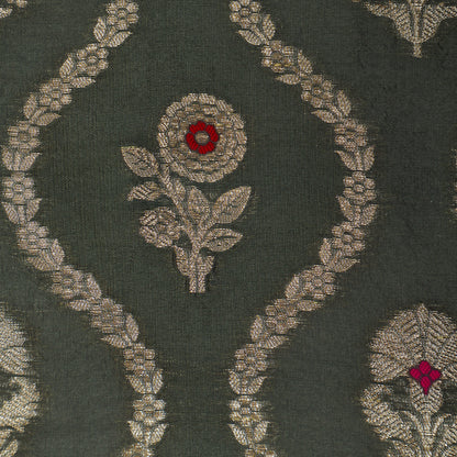 Steel Grey Color Brocade Fabric