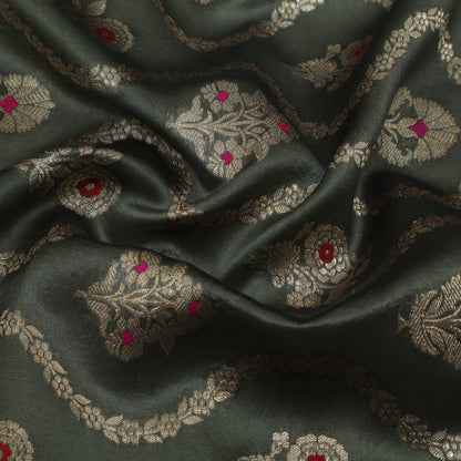 Steel Grey Color Brocade Fabric