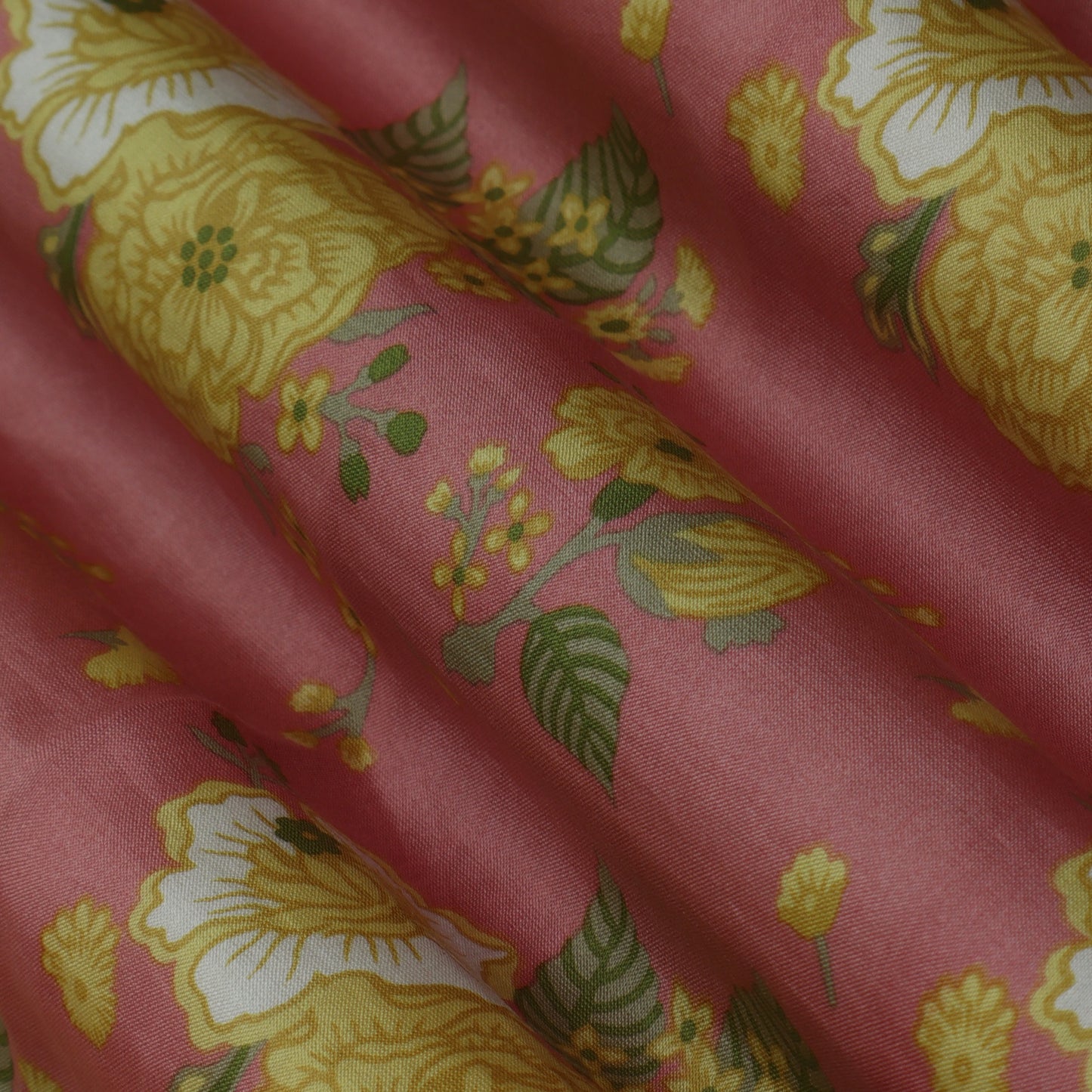 Peach Burst Color Chanderi Print Fabric