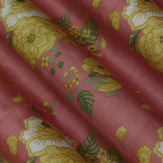 Peach Burst Color Chanderi Print Fabric