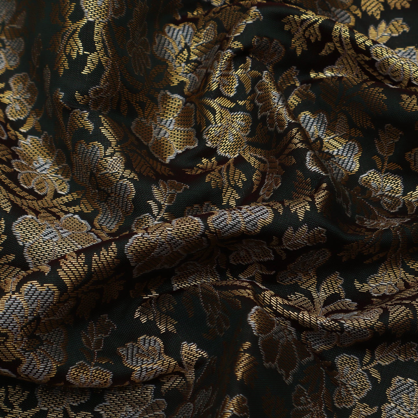 Bottle Green Color Brocade Fabric