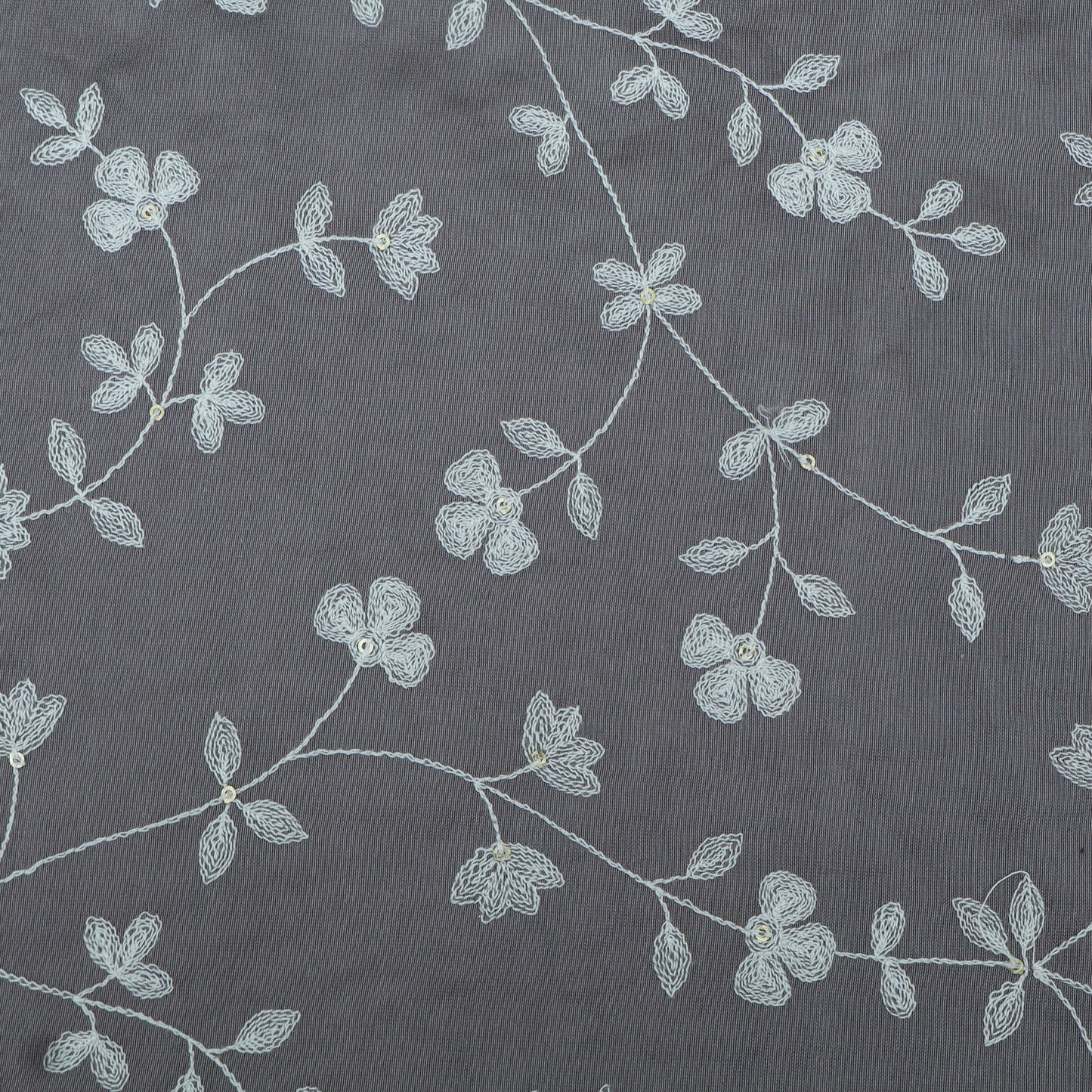 Grey Color Chanderi Embroidery Fabric