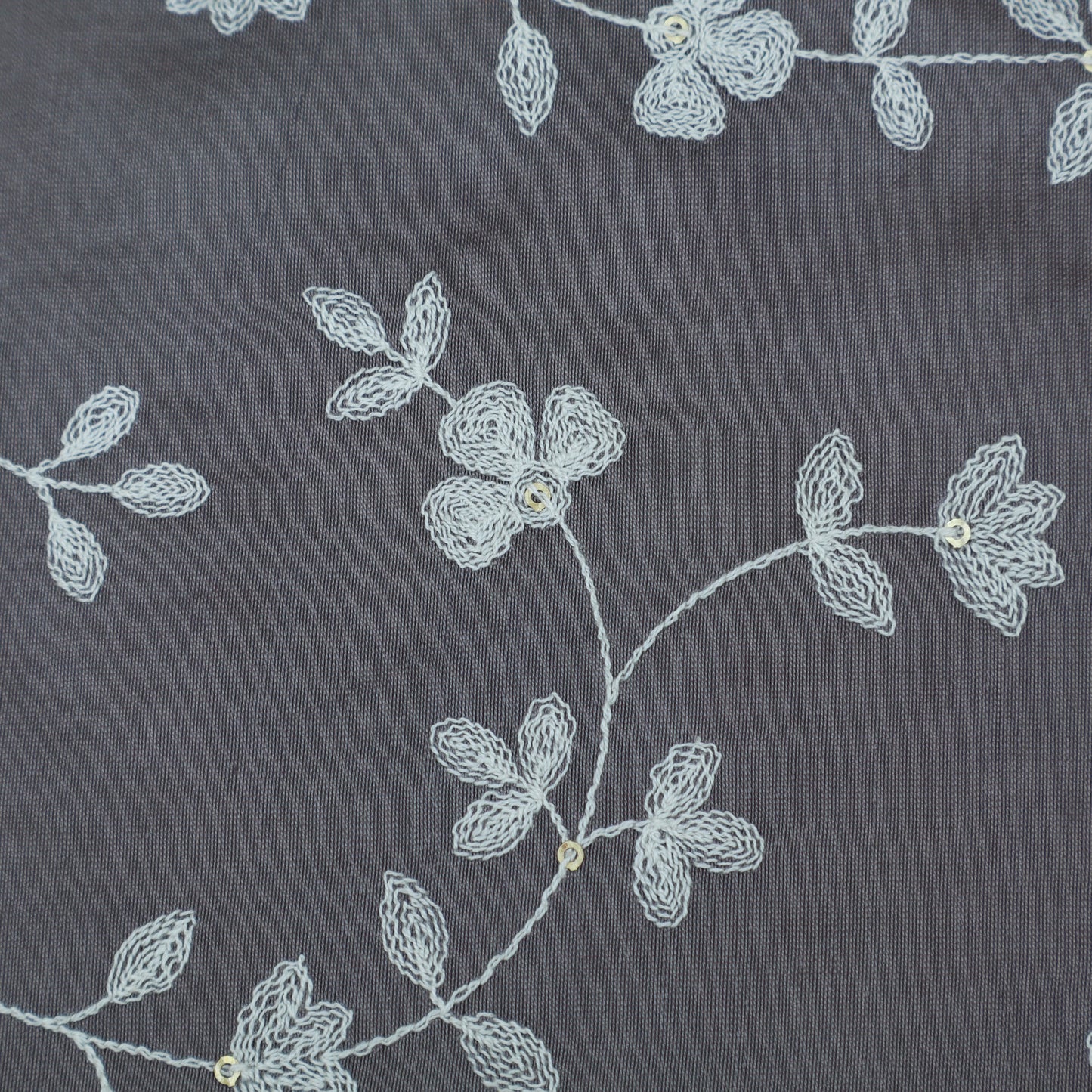 Grey Color Chanderi Embroidery Fabric