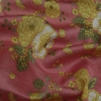 Peach Burst Color Chanderi Print Fabric