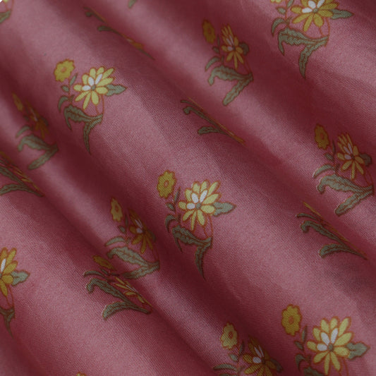 Peach Burst  Color Chanderi Print Fabric