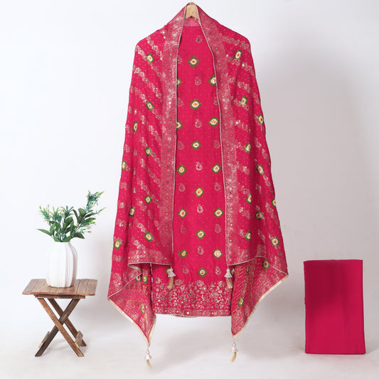 Rani Pink Unstitched Crepe Suit for Women