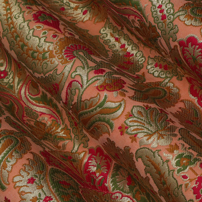 Peach Color KimKhab Brocade Fabric