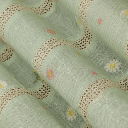 Green Color Linen Stripe Fabric