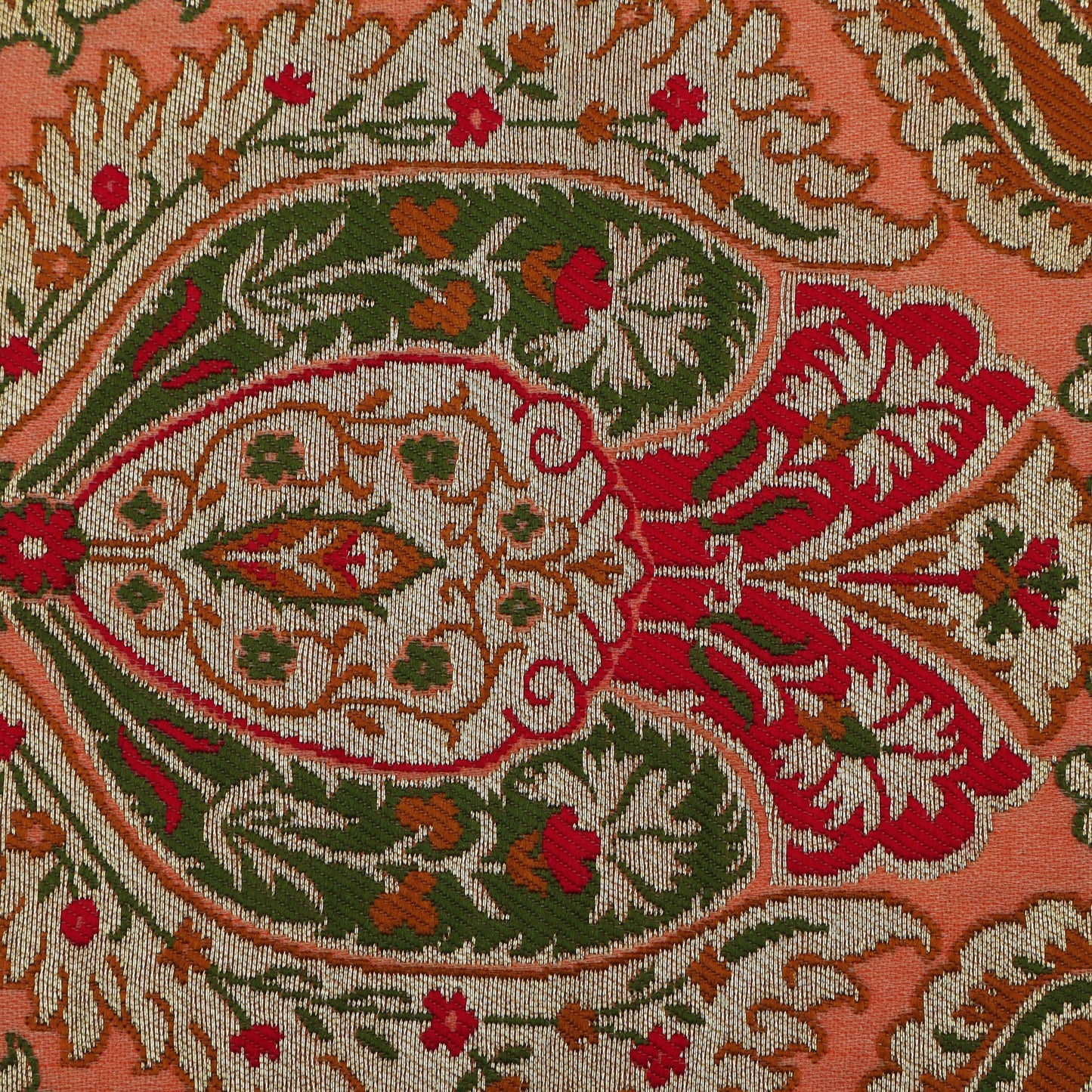 Peach Color KimKhab Brocade Fabric