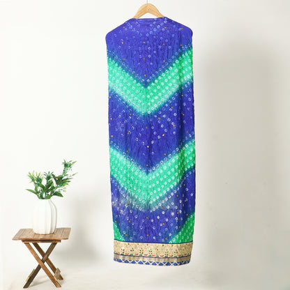 Royal Blue & Mint Green Two-Tone Unstitched Cotton Suit