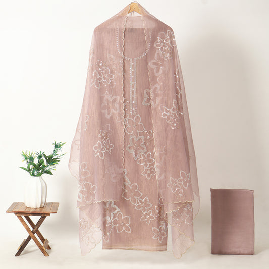 Dusty Pink Unstitched Tissue Suit for Women
