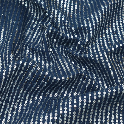 Denim Sequins Embroidery Fabric