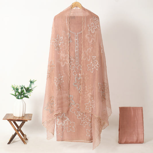 Onion Pink Unstitched Tissue Suit for Women