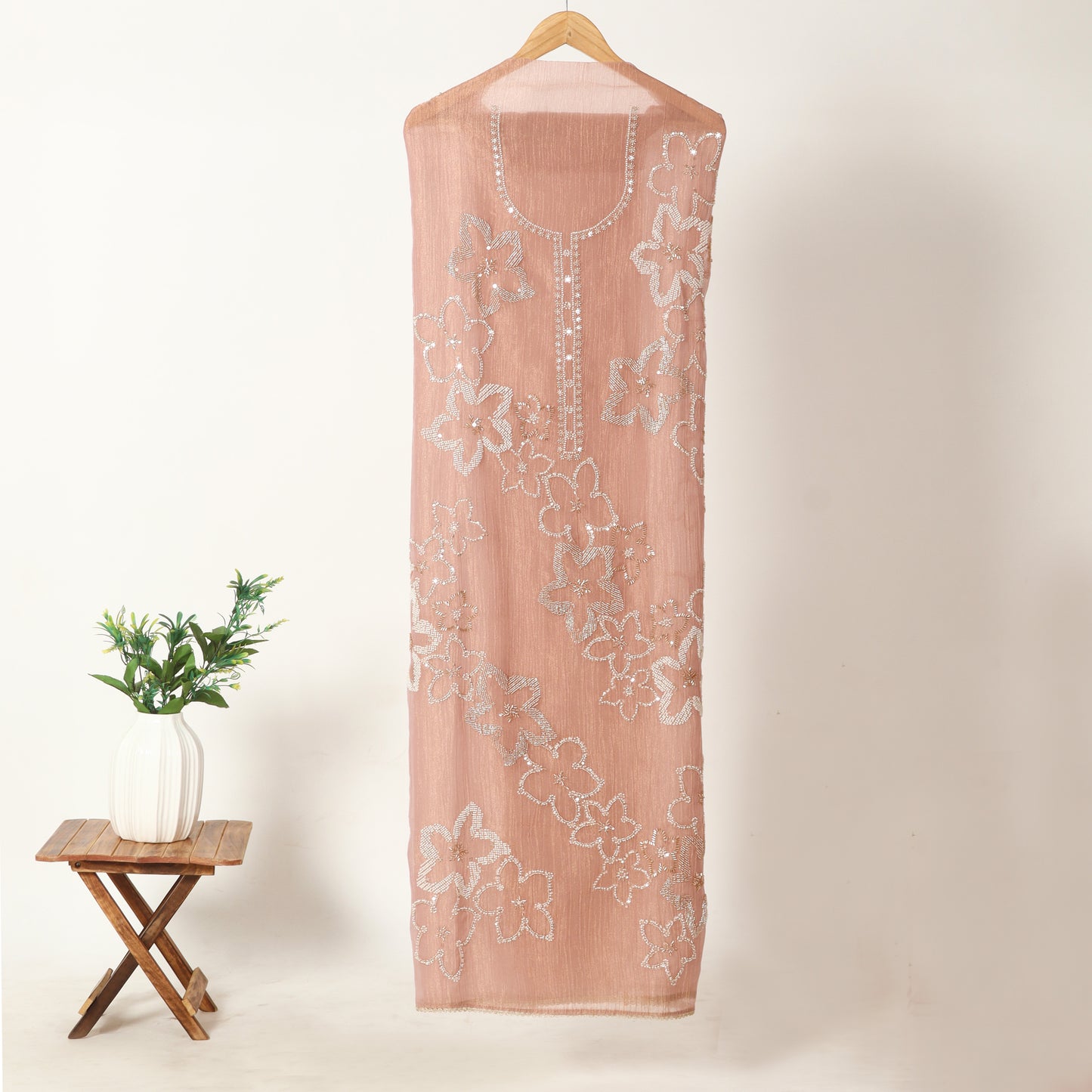 Onion Pink Unstitched Tissue Suit for Women