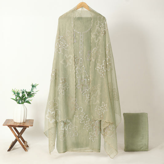 Mint Green Unstitched Tissue Suit for Women