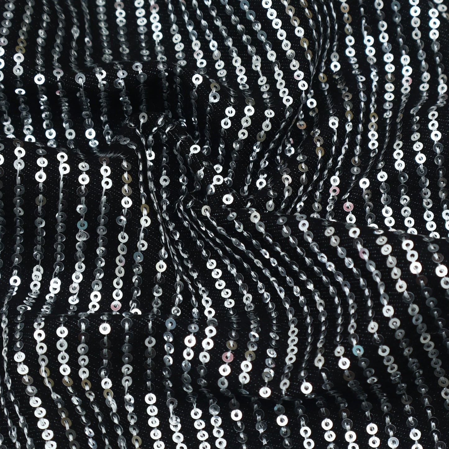 Denim Sequins Embroidery Fabric