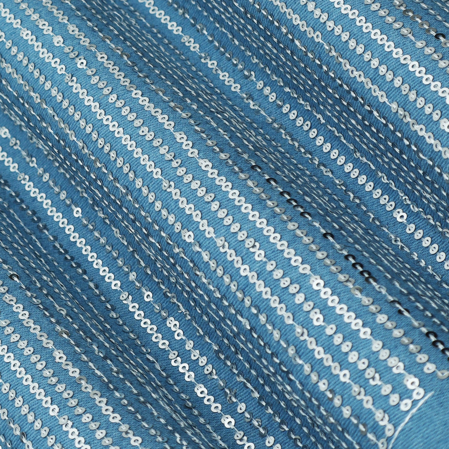 Denim Sequins Embroidery Fabric