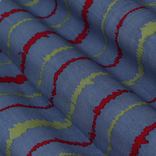 ZigZag Slub Chanderi Print Fabric