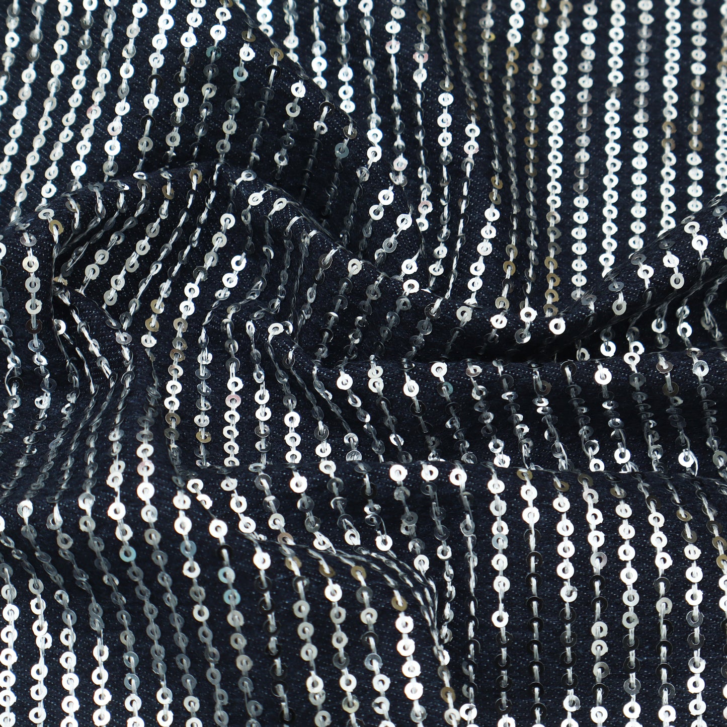 Denim Sequins Embroidery Fabric