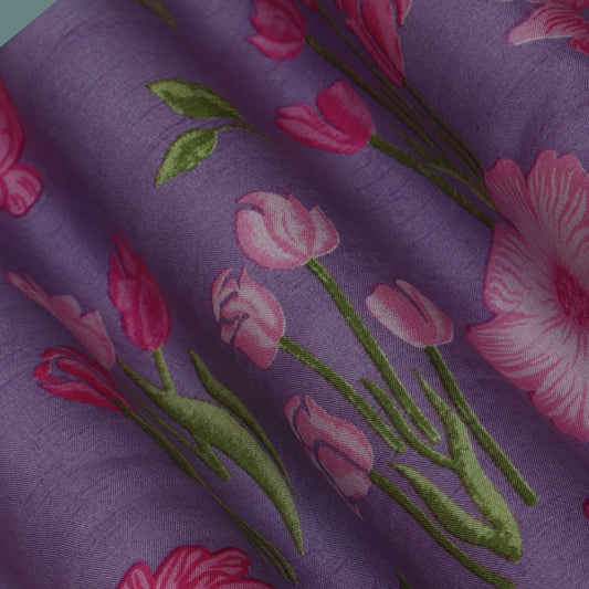 Floral Slub Chanderi Print Fabric